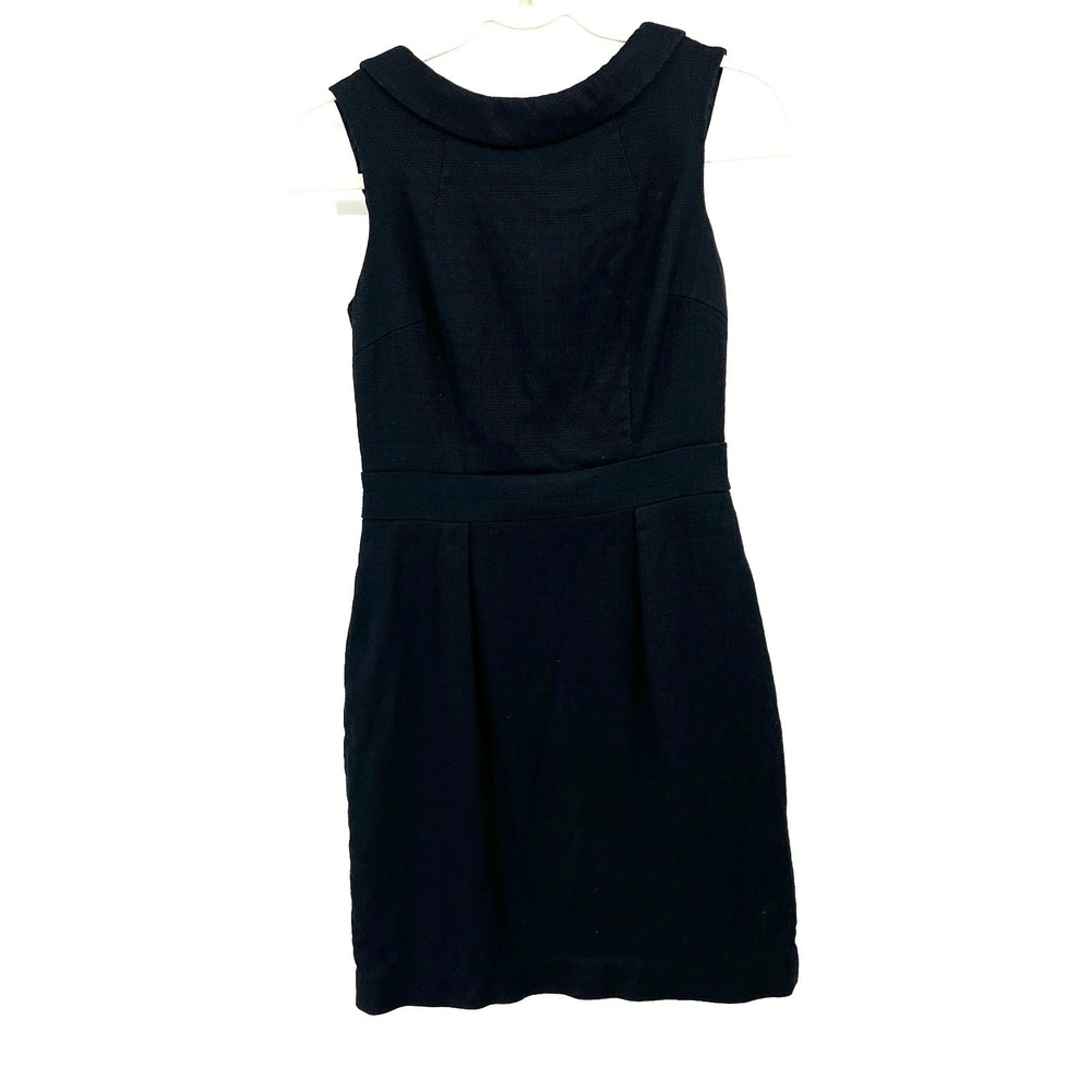 BODEN black cotton blend peter pan collar pencil dress preppy classic old money
